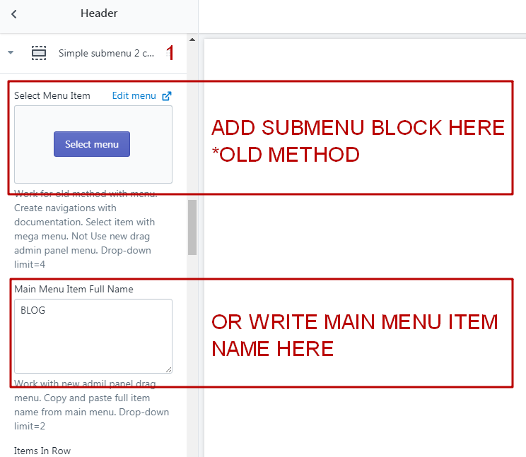 Create Simple submenu with title