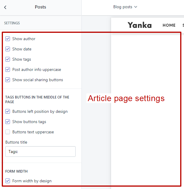 Blog article section