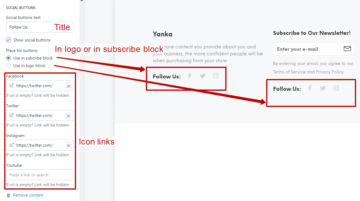 Footer subscribe block