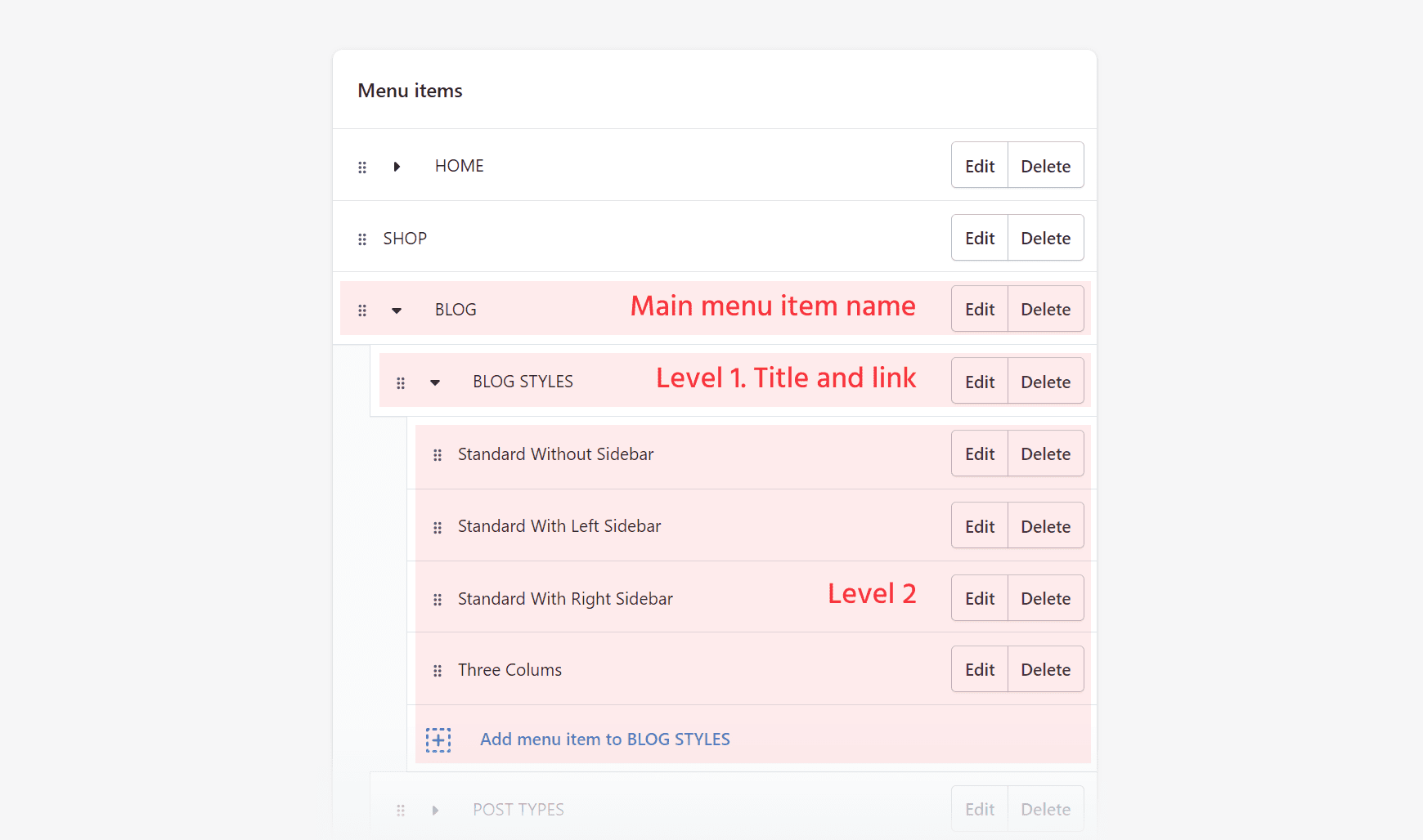Create Simple submenu with title