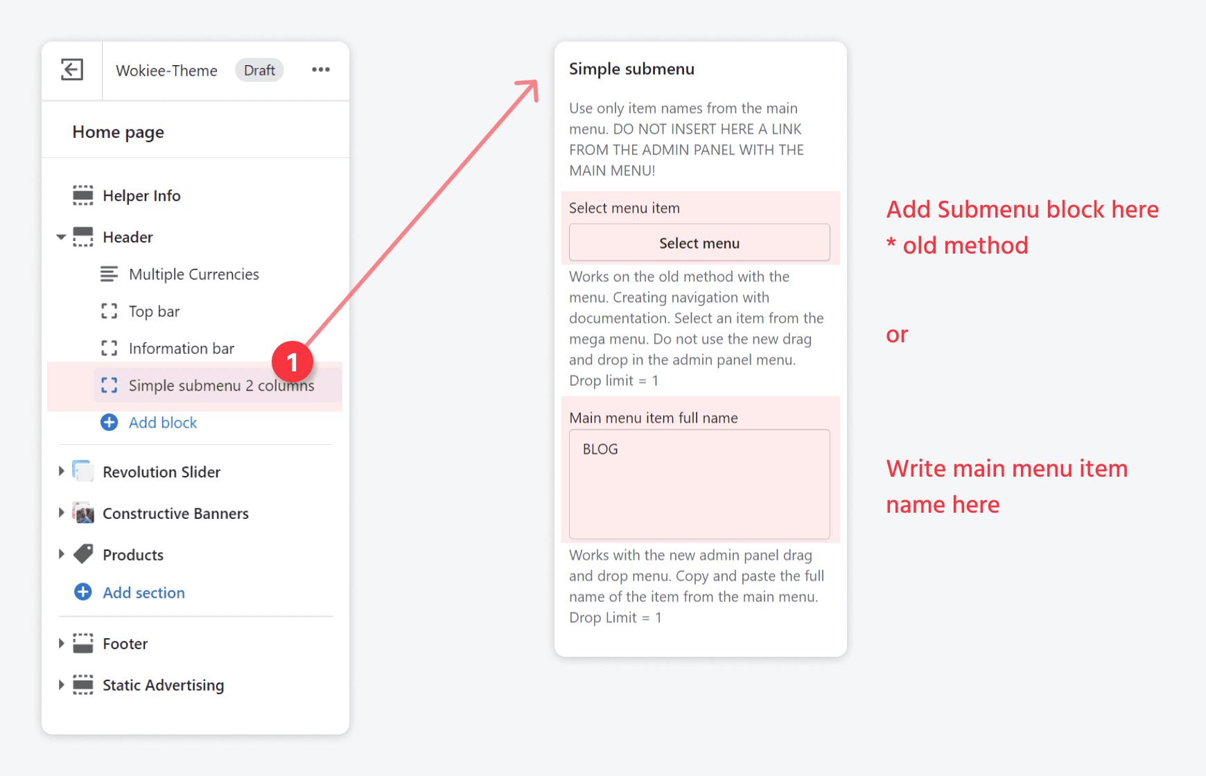 Create Simple submenu with title