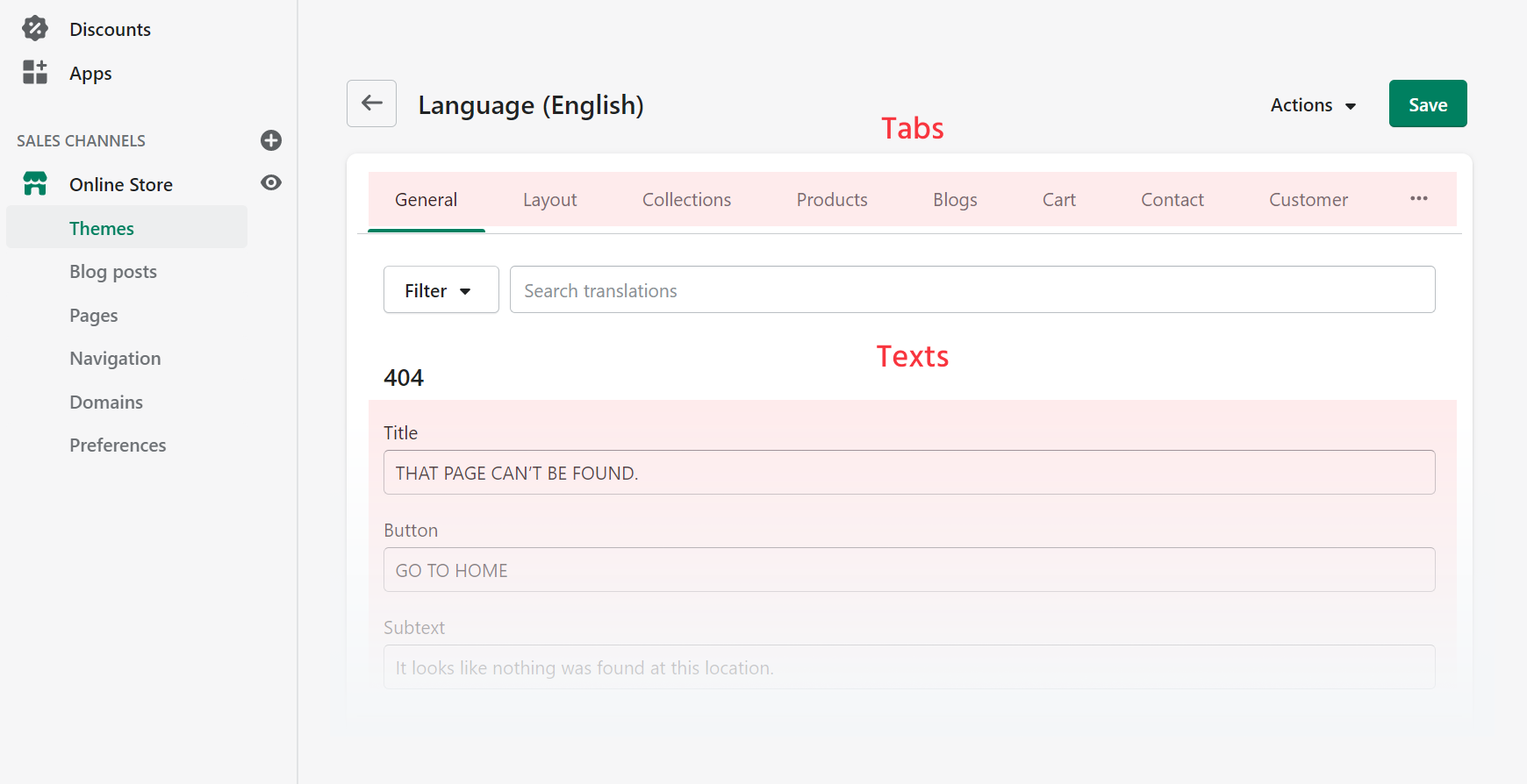 Language settings