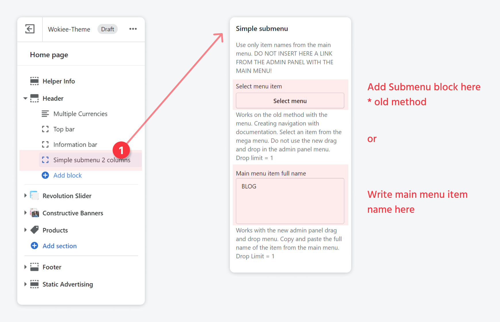 Create Simple submenu with title