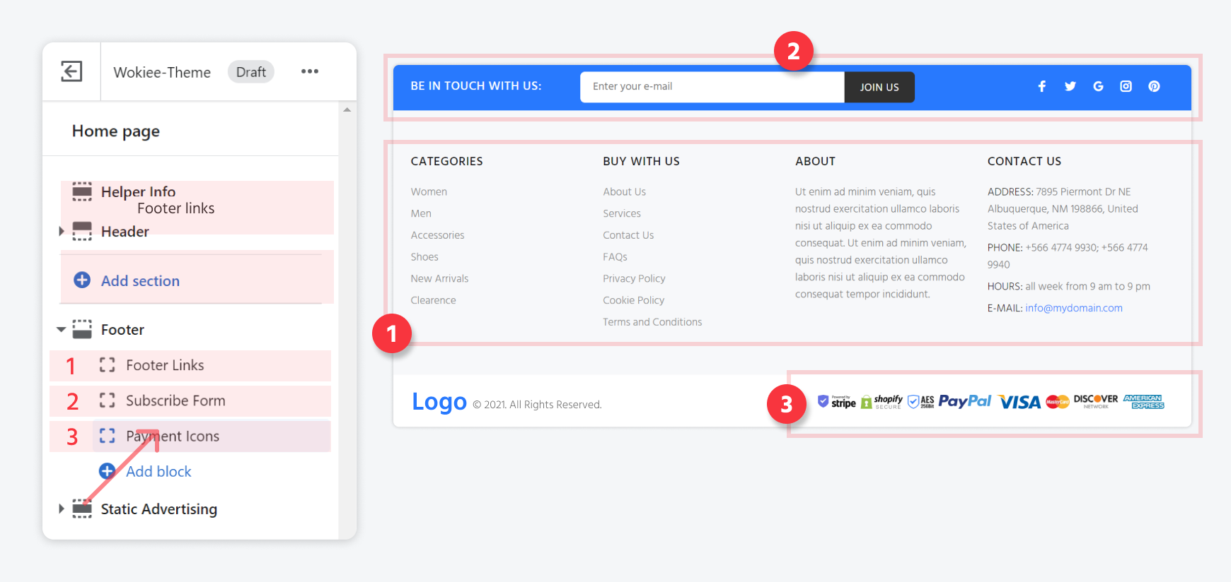 FOOTER ADDRESS FIELD
