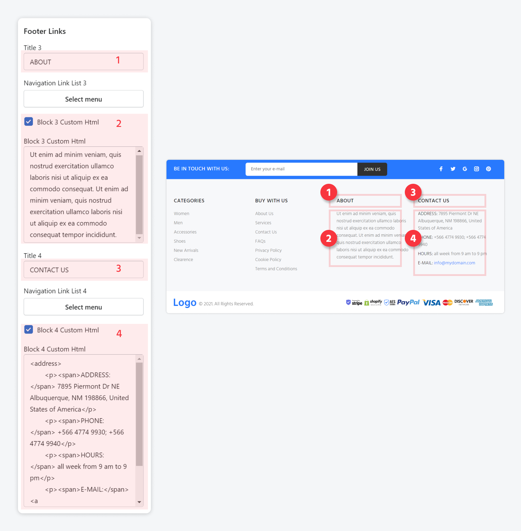 Footer custom html