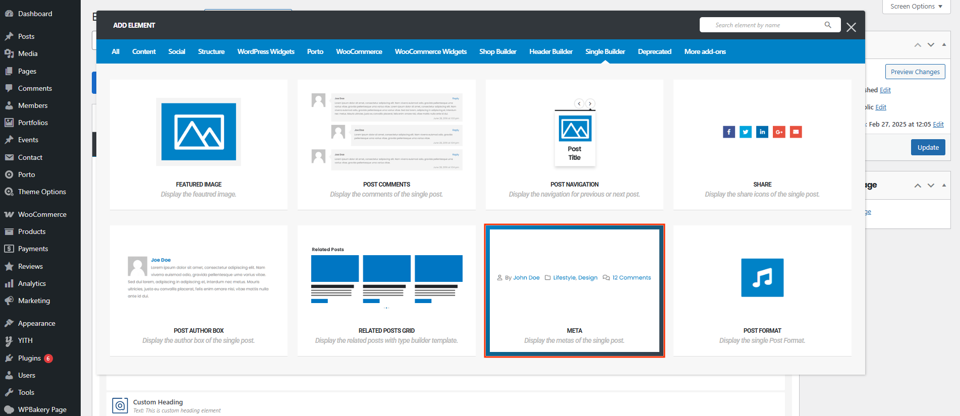 Post Meta Element- Porto Documentation