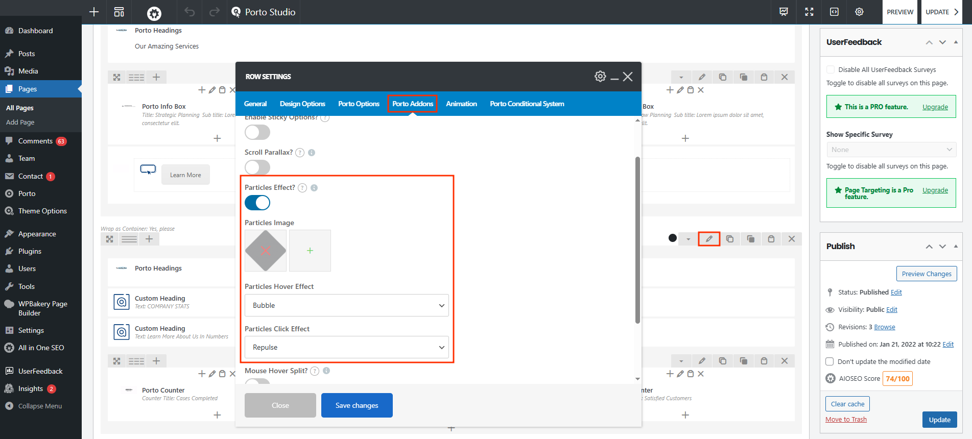 How to add Particles effect - Porto Documentation