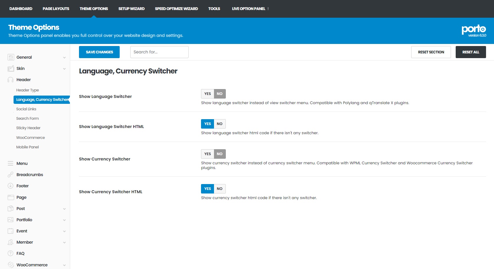 Language, Currency Switcher
