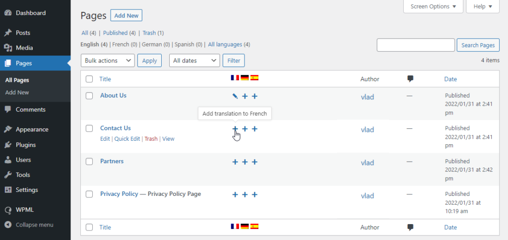 Translate the site