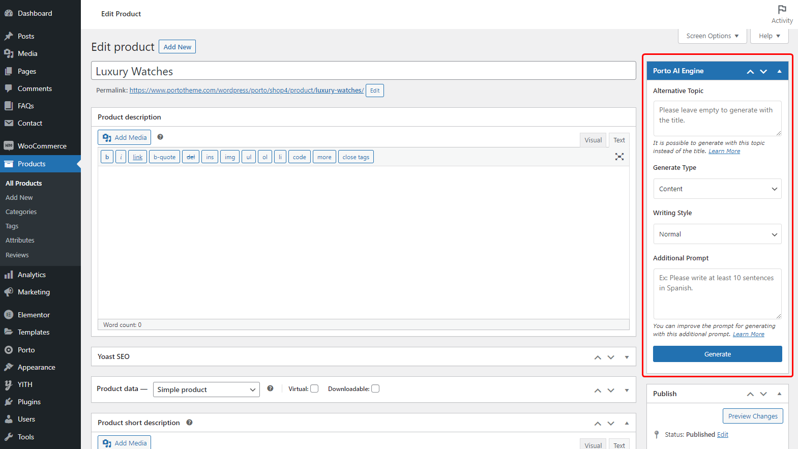 Generate the content with AI