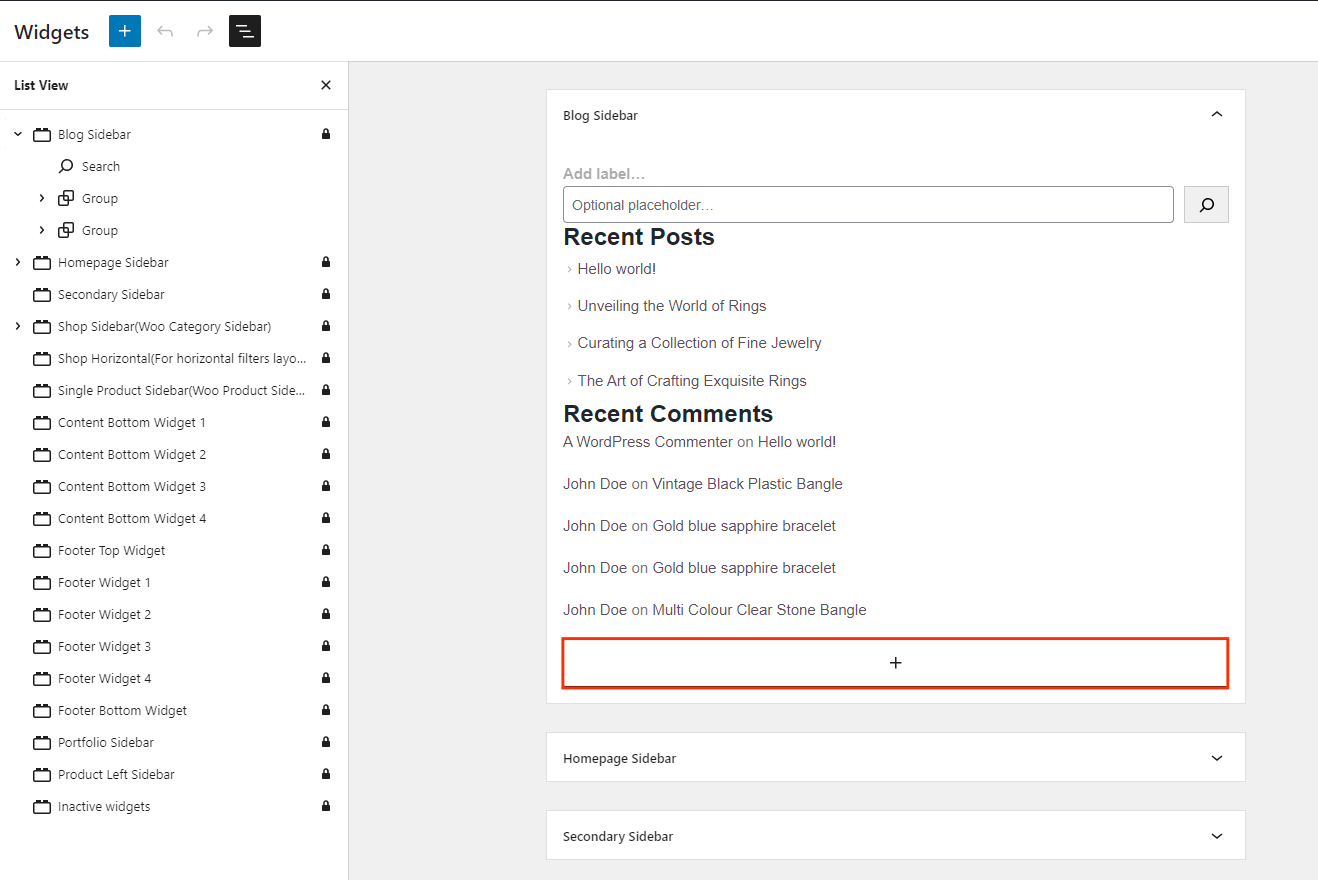 adding elements to sidebar