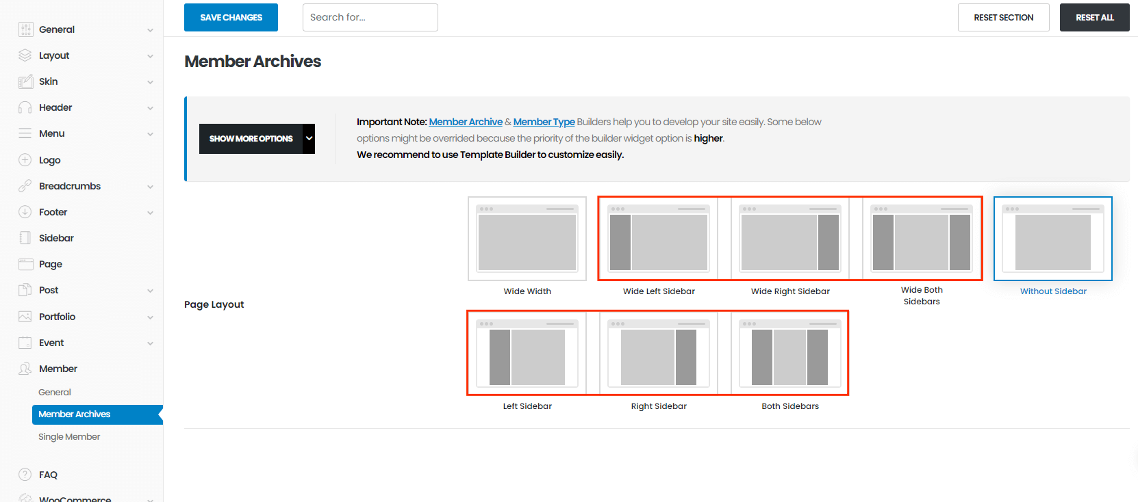 layout of member archive