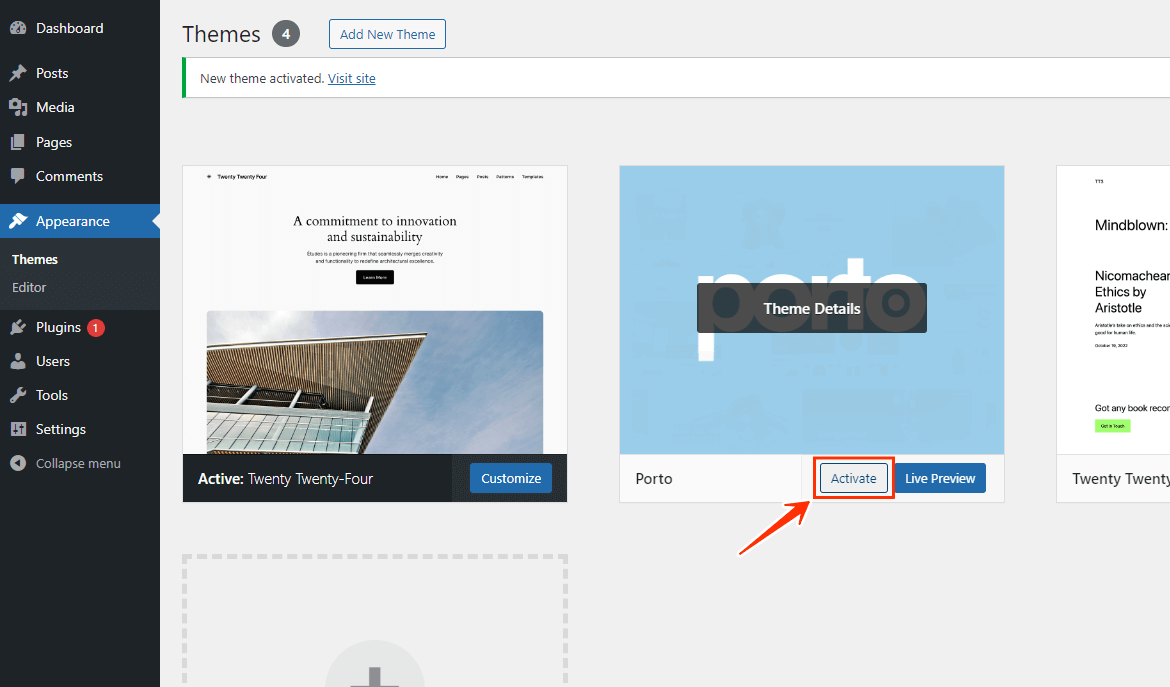 Upload Theme with Two Methods - Porto Documentation