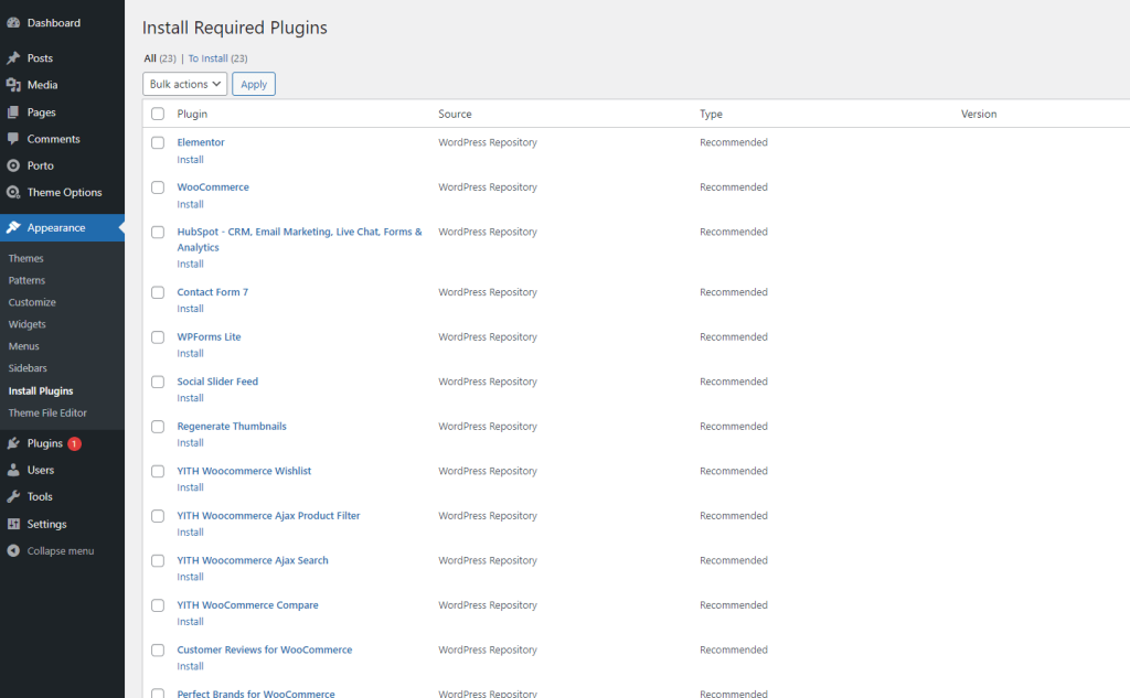 Theme Setup Installation Process - Porto Documentation