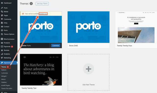 Update Theme - Porto Documentation