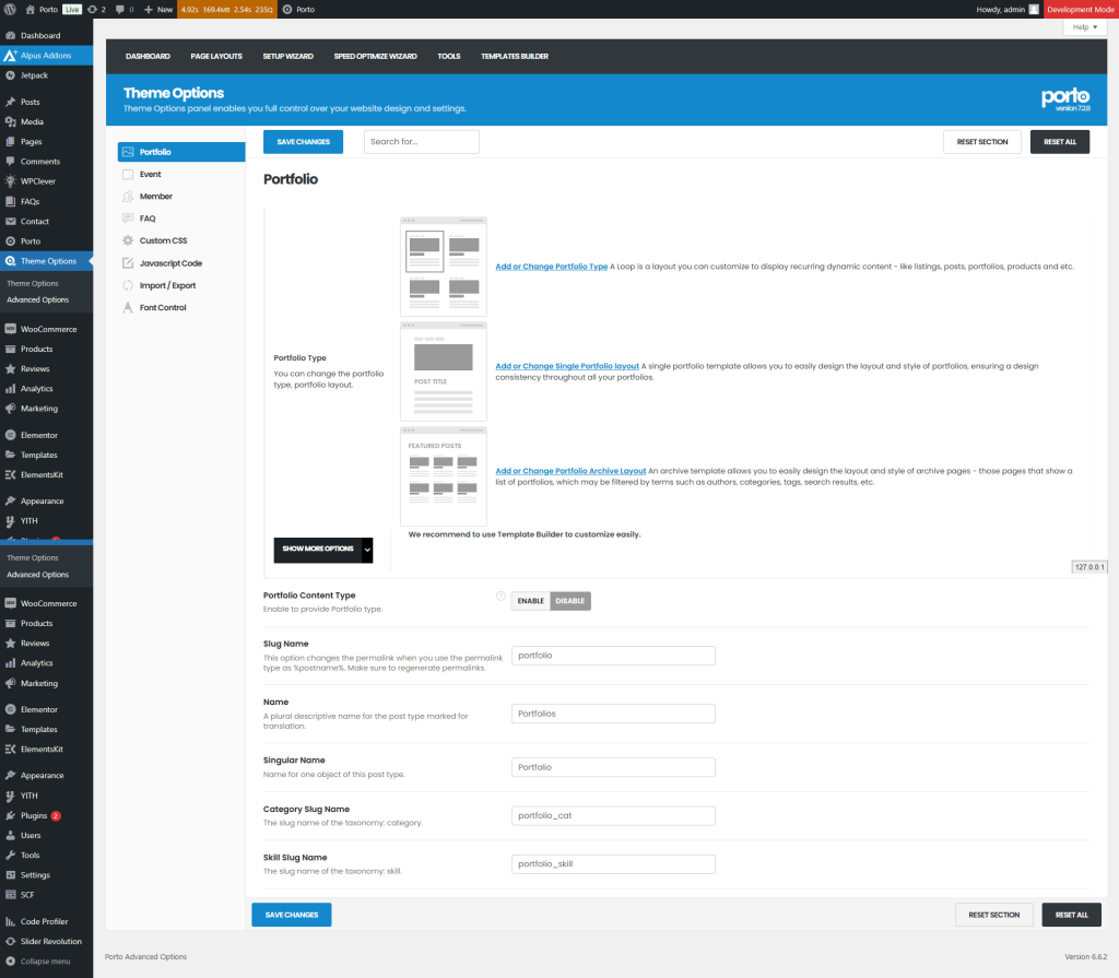 Theme Options - Porto Documentation