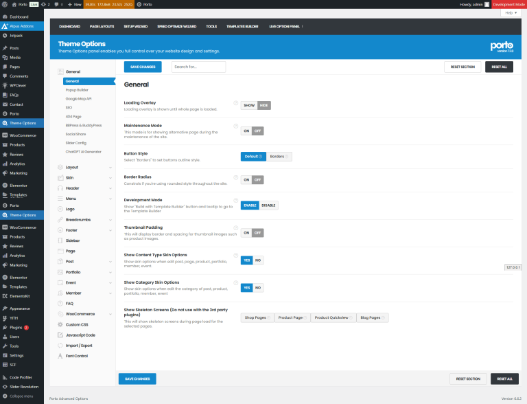 Theme Options - Porto Documentation