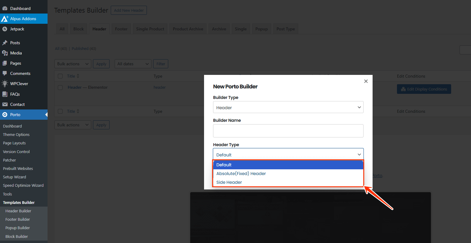 Importing Prebuilt Header Block from Porto Studio - Porto Documentation