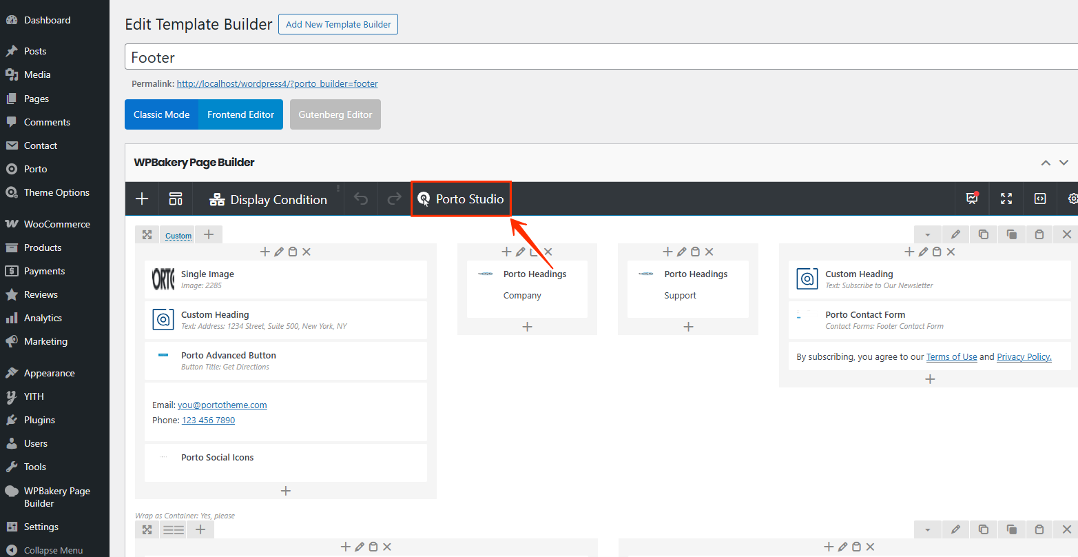 Importing Prebuilt Footer Block from Porto Studio - Porto Documentation