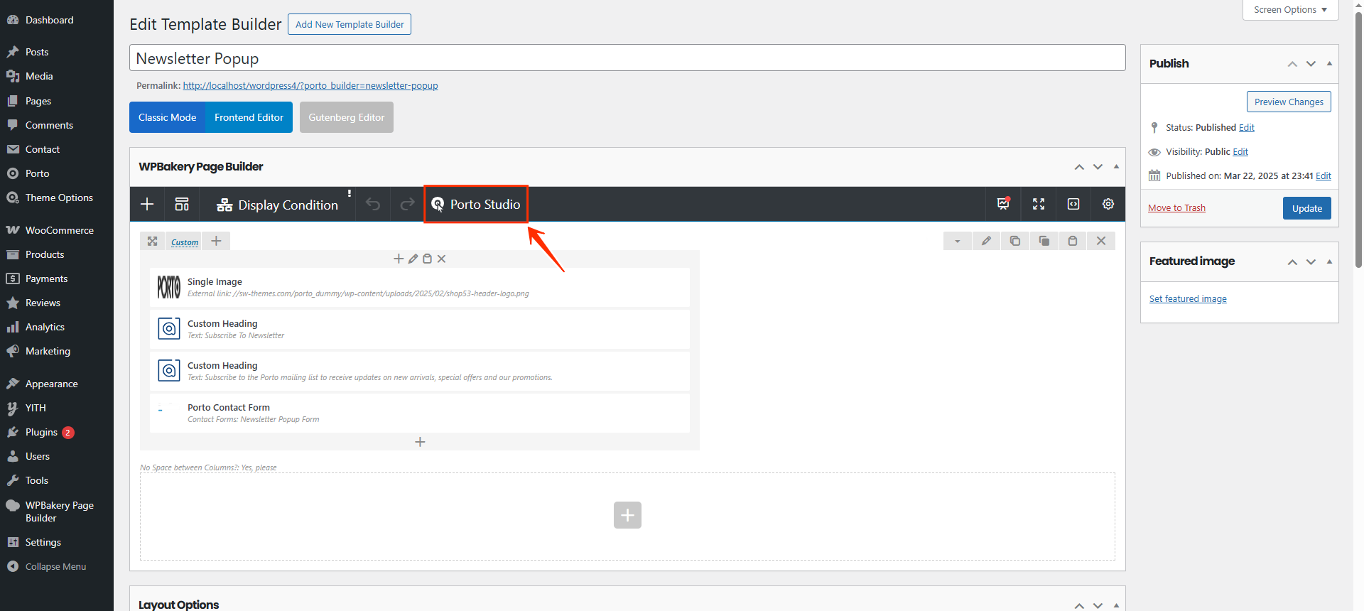 Importing Prebuilt Popup from Porto Studio - Porto Documentation