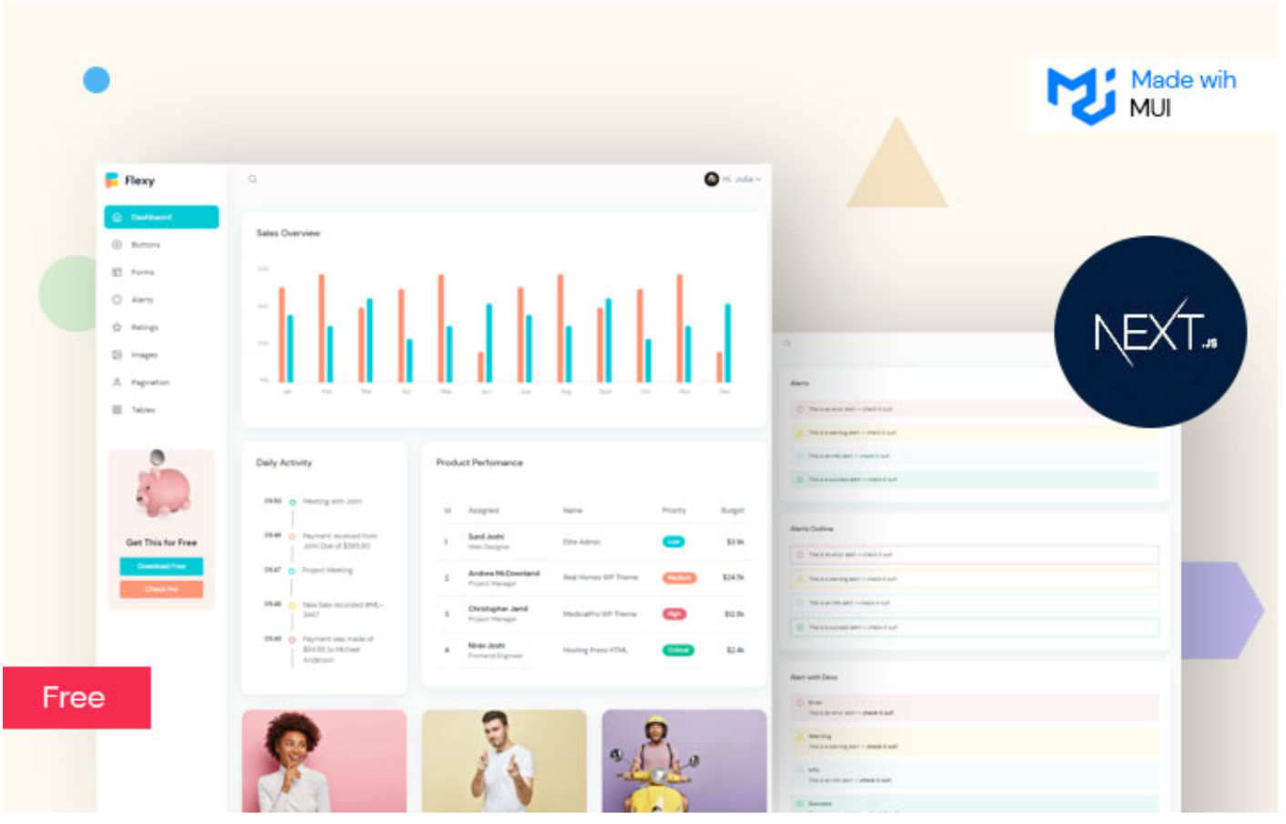 Flexy Next Js Free Admin with App Directory Template Dashboard Free