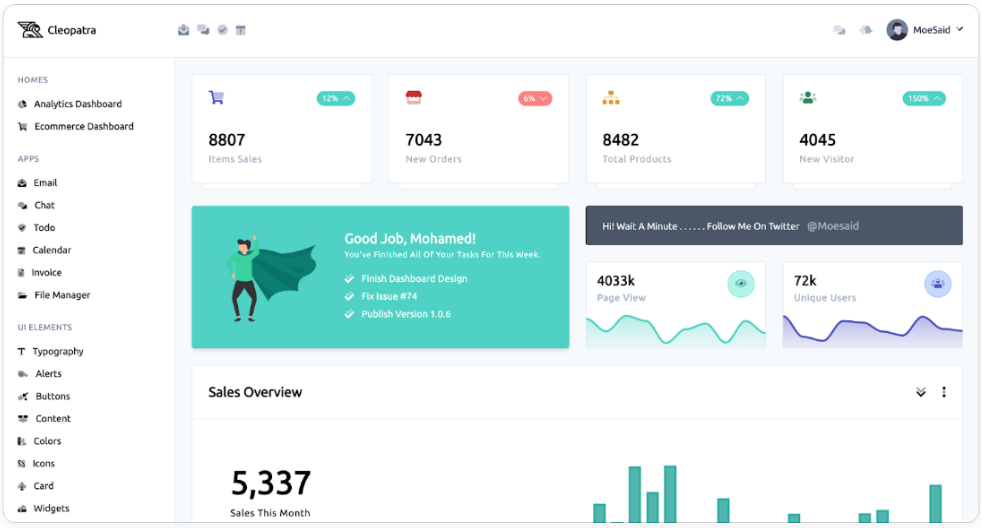 Cleopatra Tailwind CSS Admin Dashboard Template