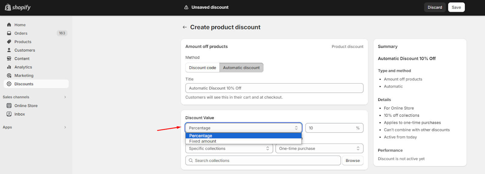 Configure discount values