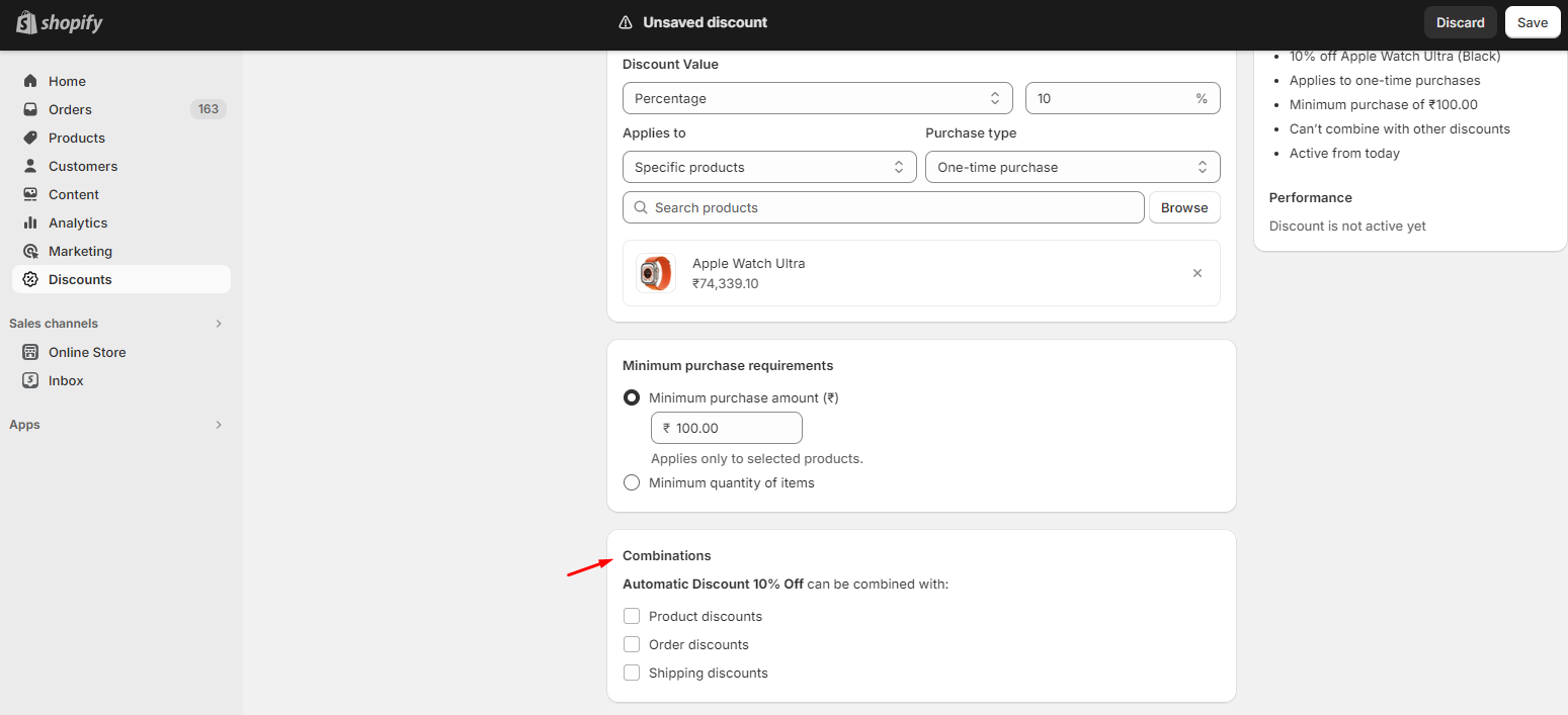 Create Discount Combination