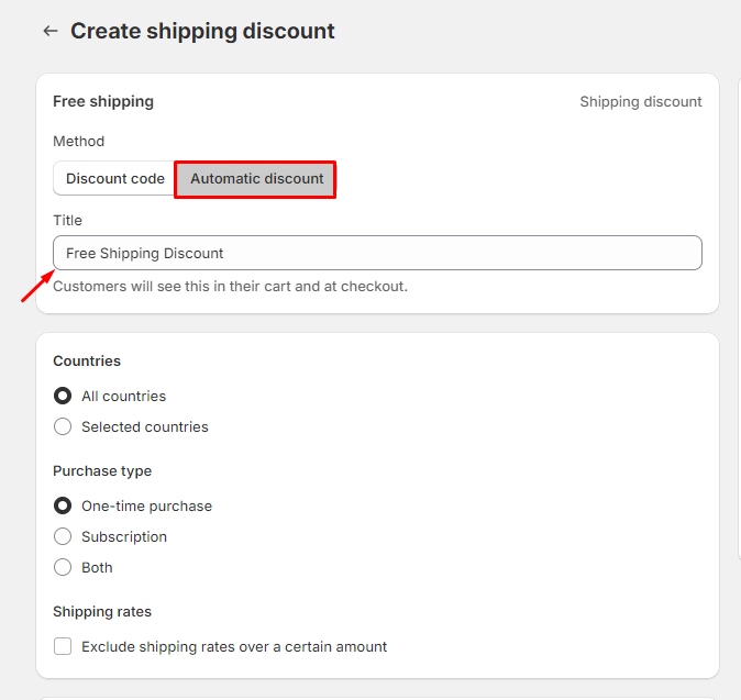 Step 2: Adding the title: Fill in an apt title for your discount.