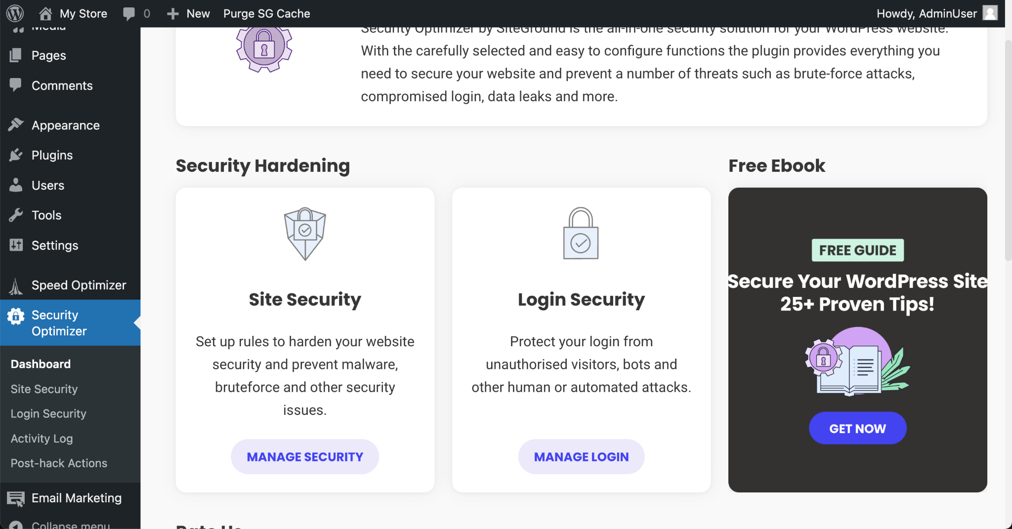 great free security plugins like “Security Optimizer” 