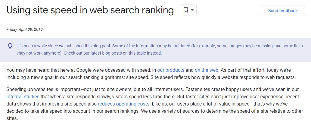 Website loading speed