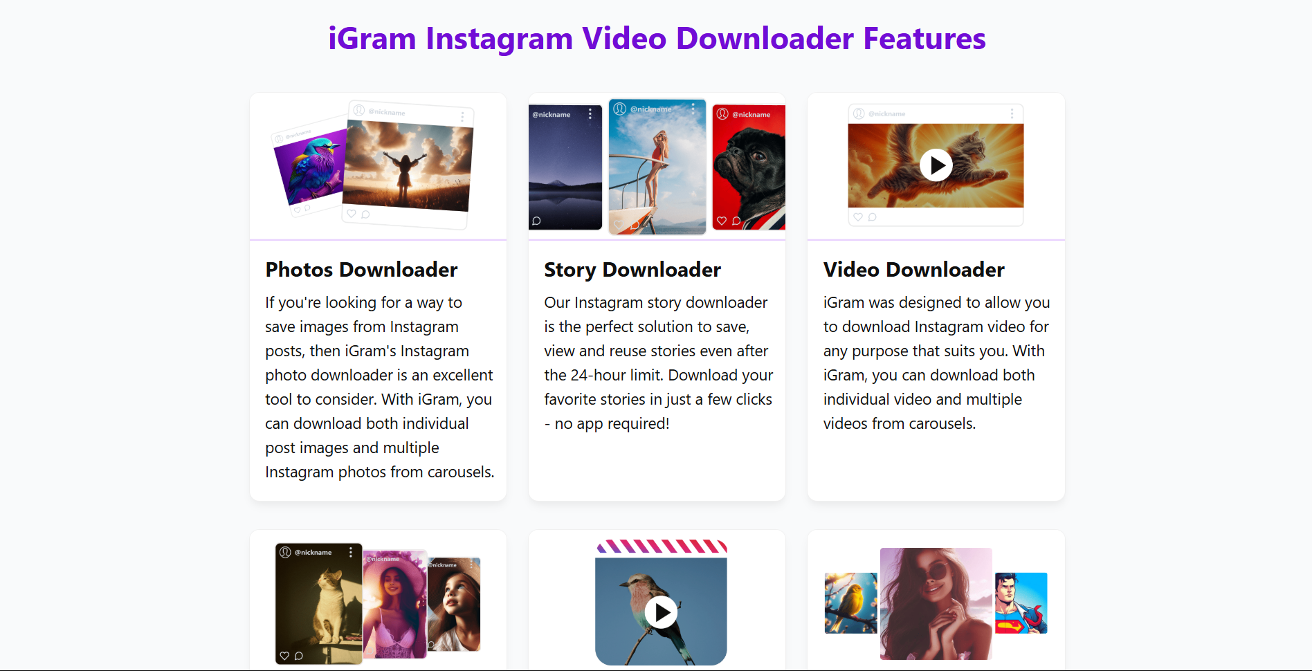 iGram Instagram Video Downloader Features