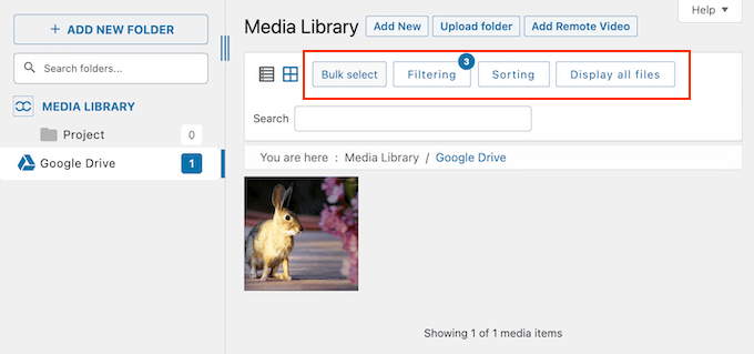 Upload in media library