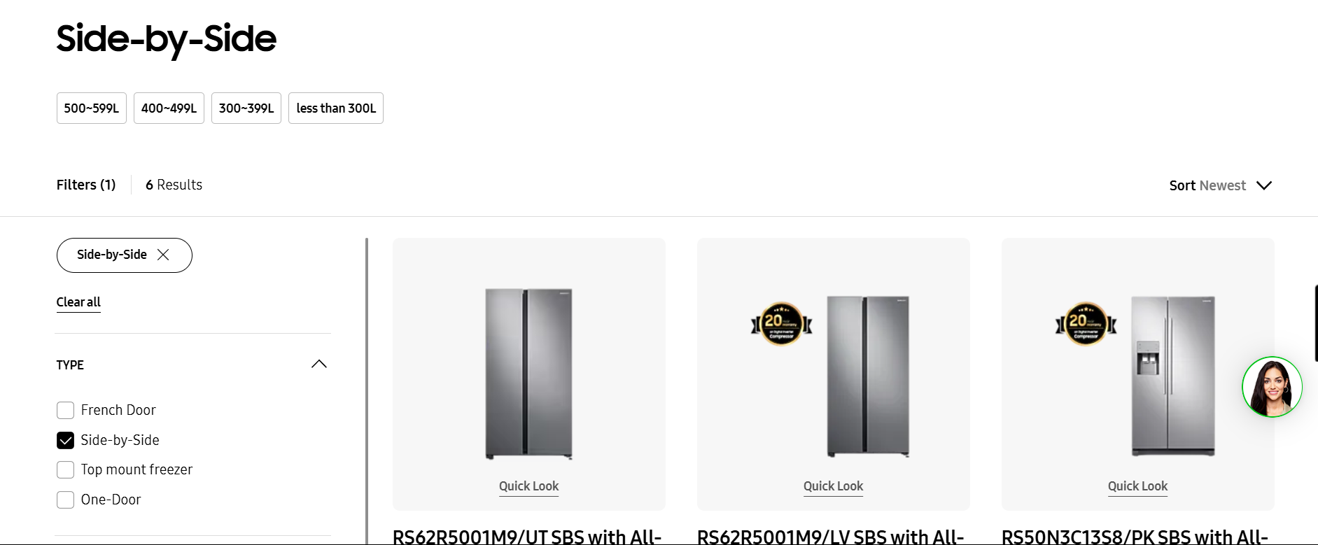 Samsung side-by-side fridges