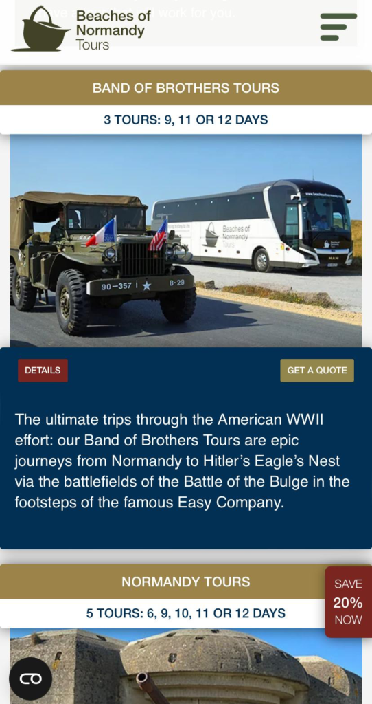 Take a look at Beaches of Normandy’s site