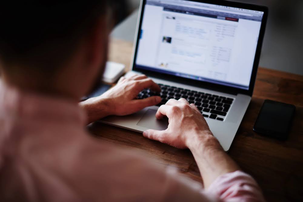 Man researching technology trends