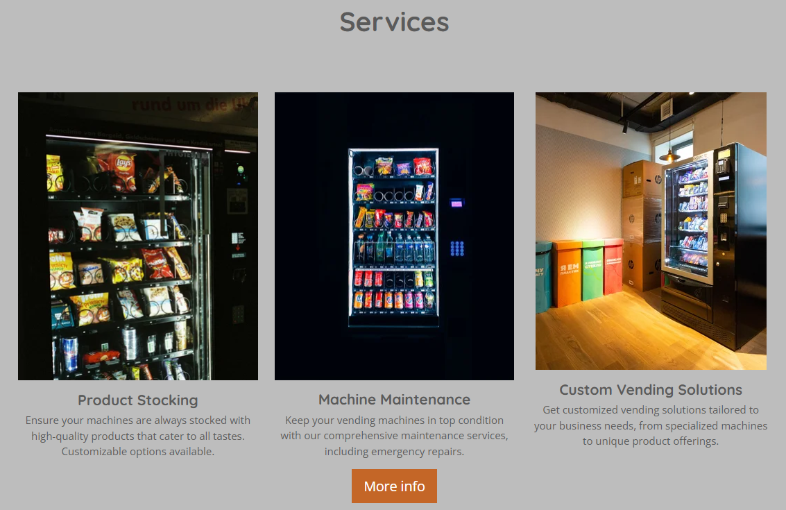 vending machine website design 