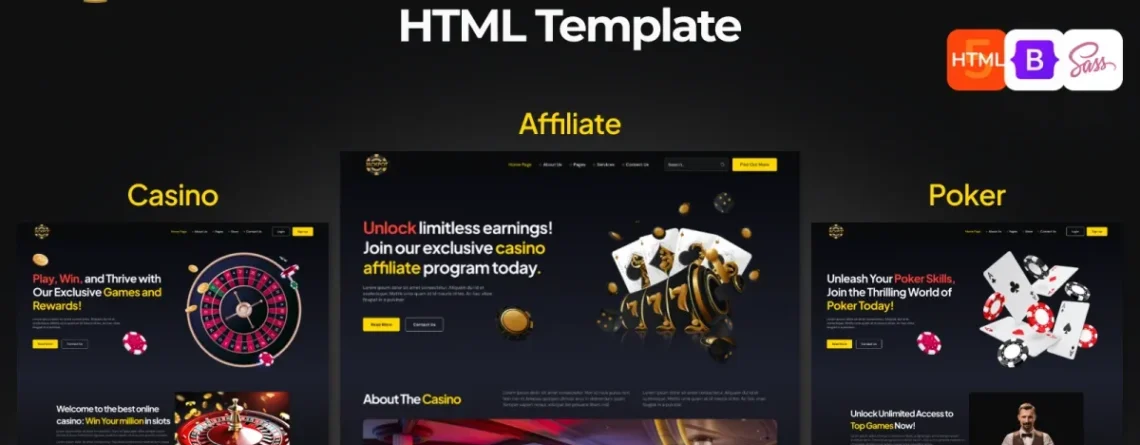 A casino affiliate design template