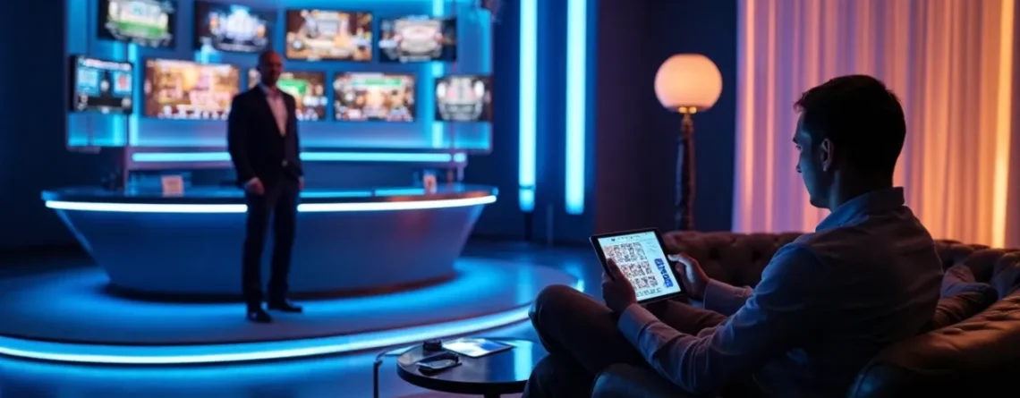 A person sitting playing an online casino game show