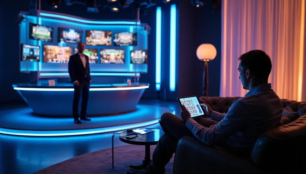 A person sitting playing an online casino game show