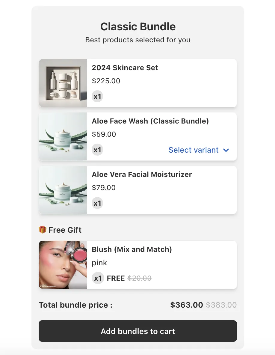 Finally, click Select Products to add the items that make up your bundle.