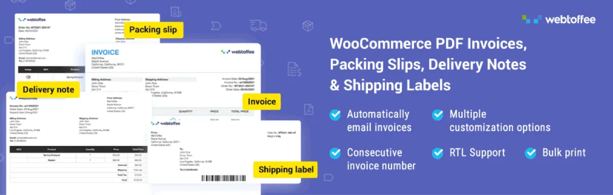 WooCommerce PDF Invoices, Packing Slips, and Credit Notes