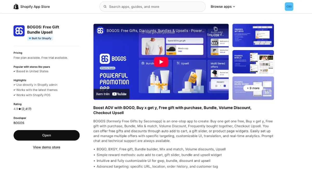 BOGOS: Free Gift Bundle Upsell