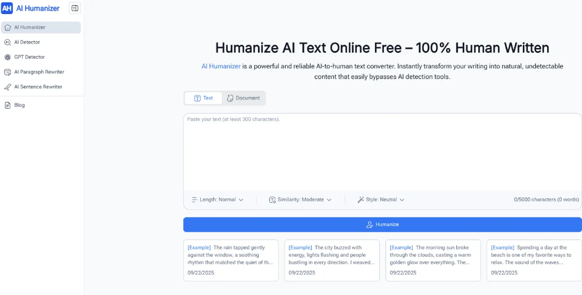 AI Humanizer: Humanize AI Text Online Free