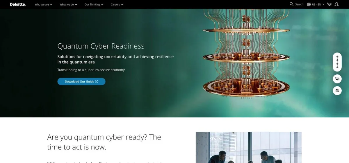 Deloitte Quantum Cyber Readiness service page screenshot.
