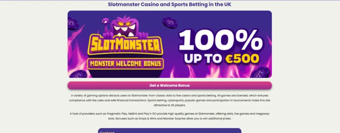 Overview of the game catalog and providers SlotMonster