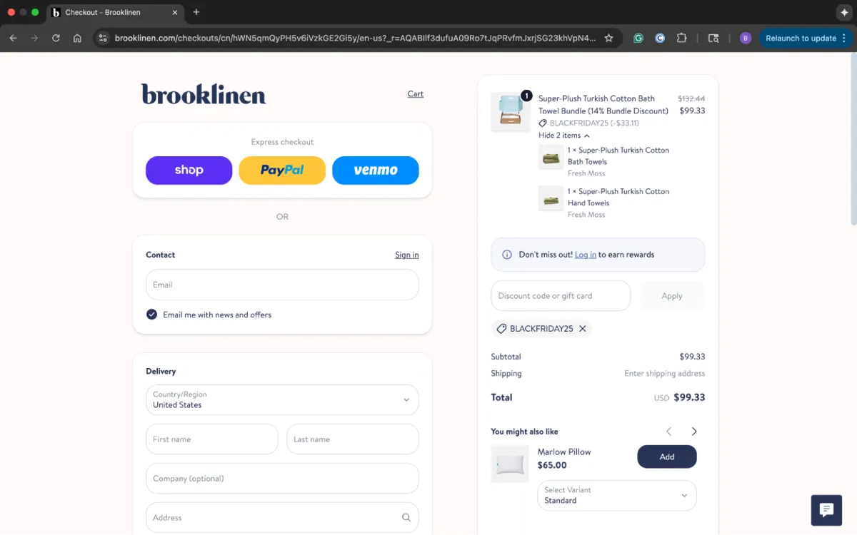 Checkout flow that reduces hesitation