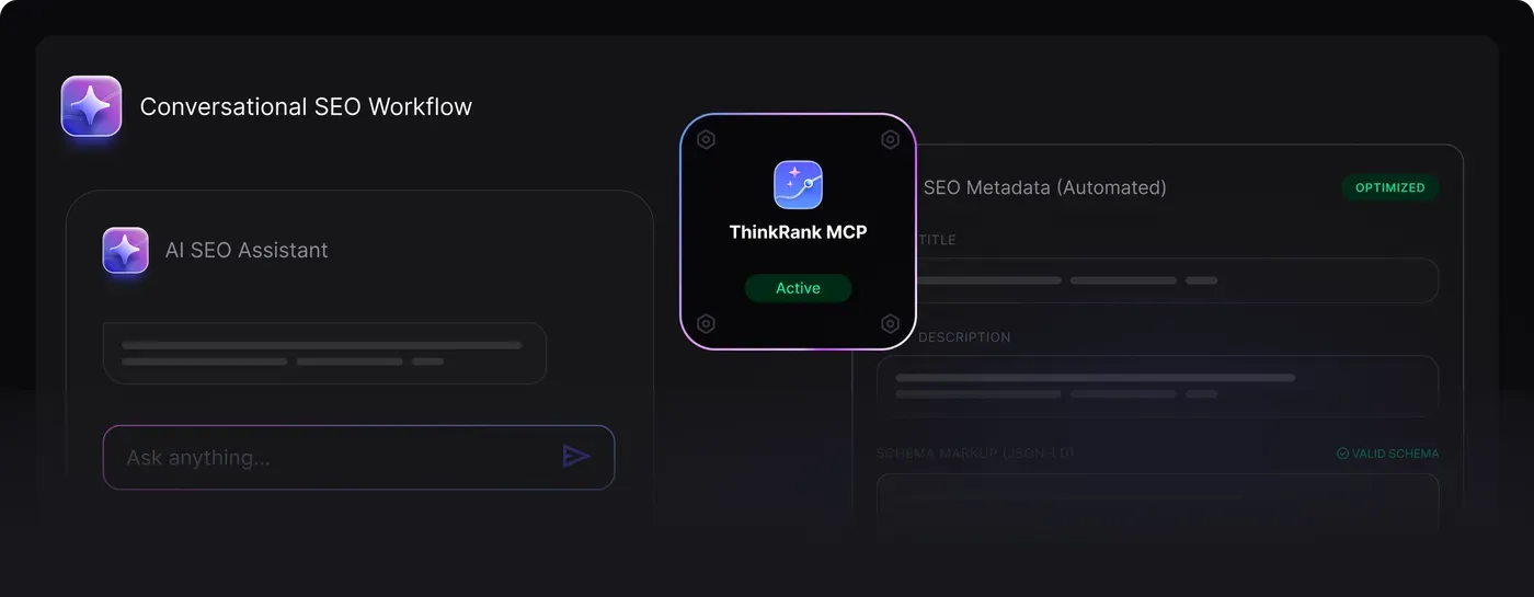 A conversational SEO workflow with an MCP bridge and AI SEO assistant