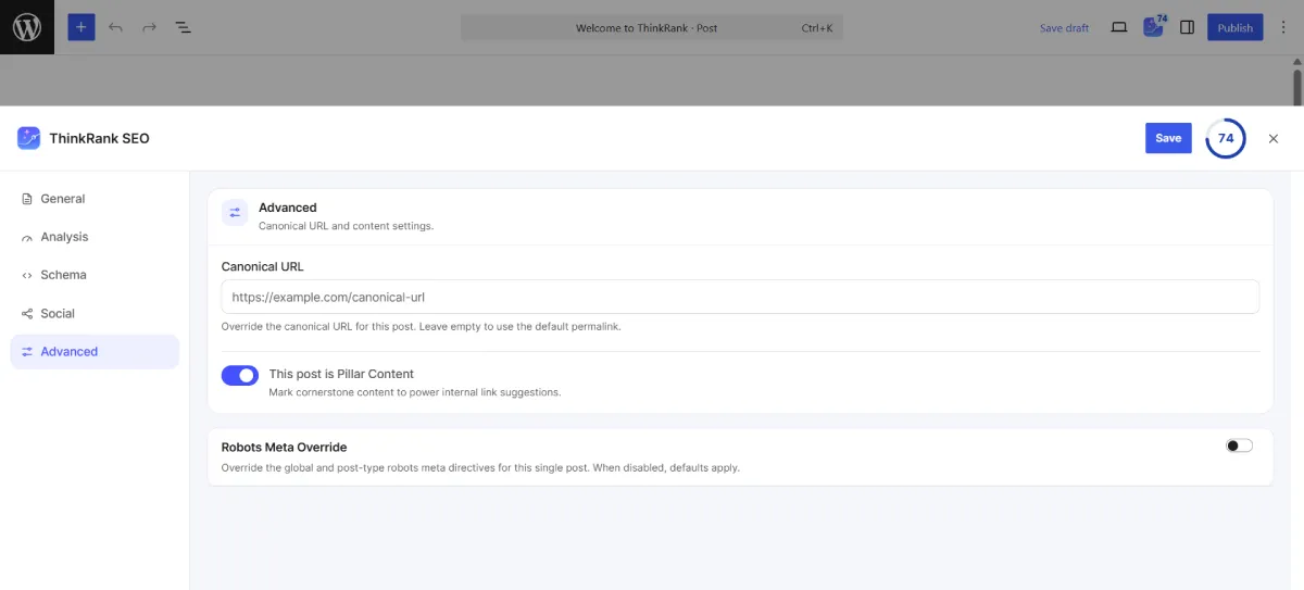 Enabling pillar content to power internal link suggestions